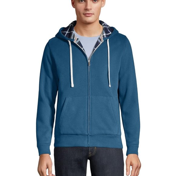 NWT Lands End Men's Serious Sweats Flannel Lined Hoodie Size M $100 FLD216 - Picture 1 of 3